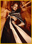 International model Vera Gafron in a haute couture robe from german fashion designer