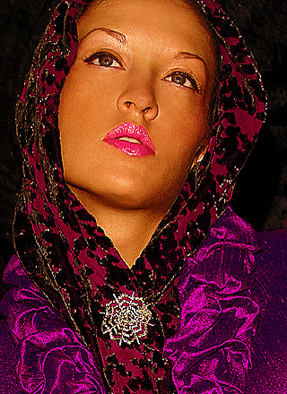 violet velvet fashion model