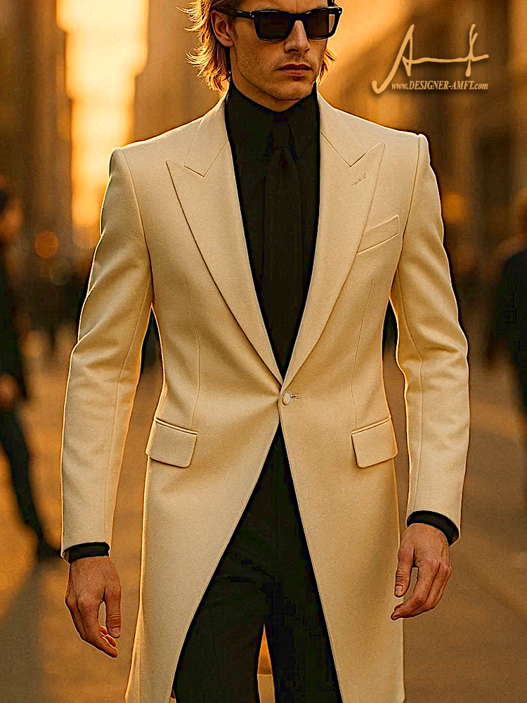 Contrast Long Combination Classic Suit made by Fashion Designer Amft