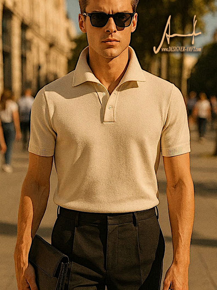 Short-Sleeves Summer Polo Shirt made by Fashion Designer Amft